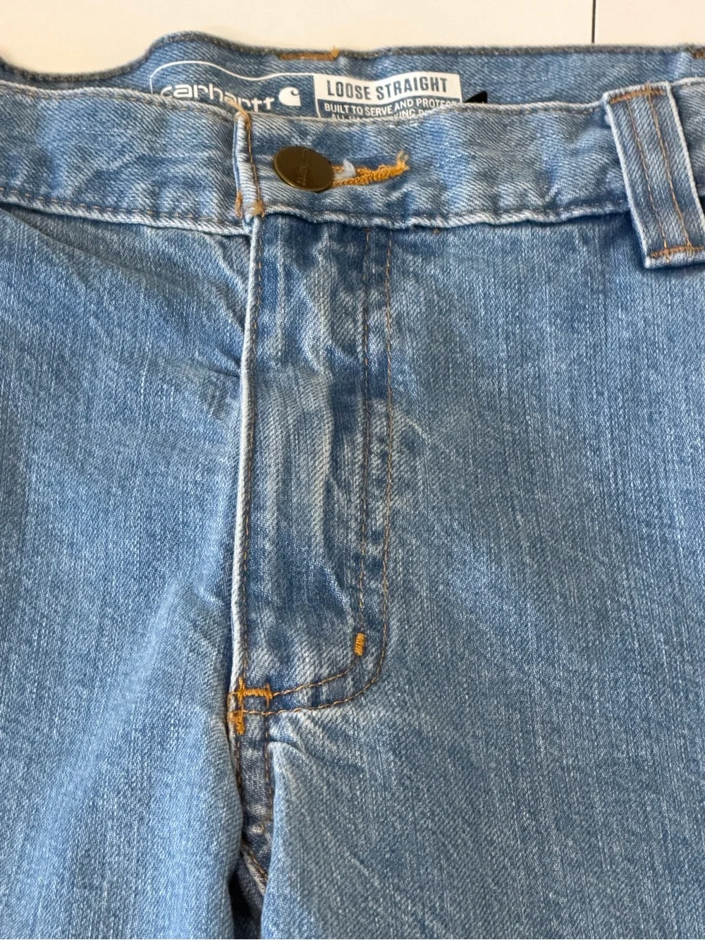 Carhartt Men’s Relaxed Fit Light Blue Work Jeans
